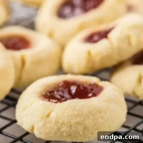 Classic Raspberry Thumbprint Cookies with sweet jam