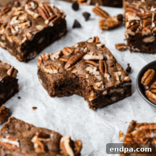 Pecan Brownies on a cooling rack.