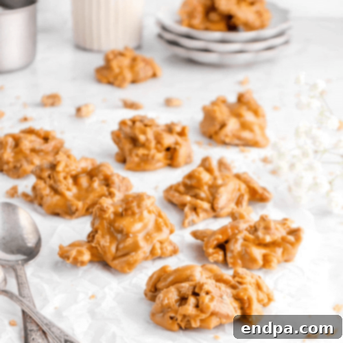 Southern Buttermilk Pecan Pralines on parchment paper.