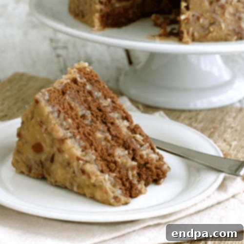 German Chocolate Cake with coconut-pecan frosting.