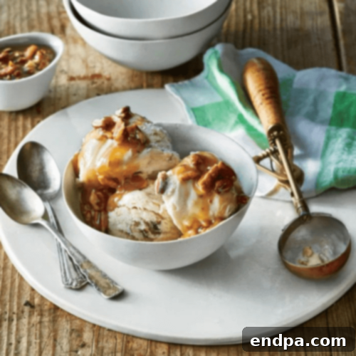 Putt’s Butter Pecan Sundae in a glass dish.