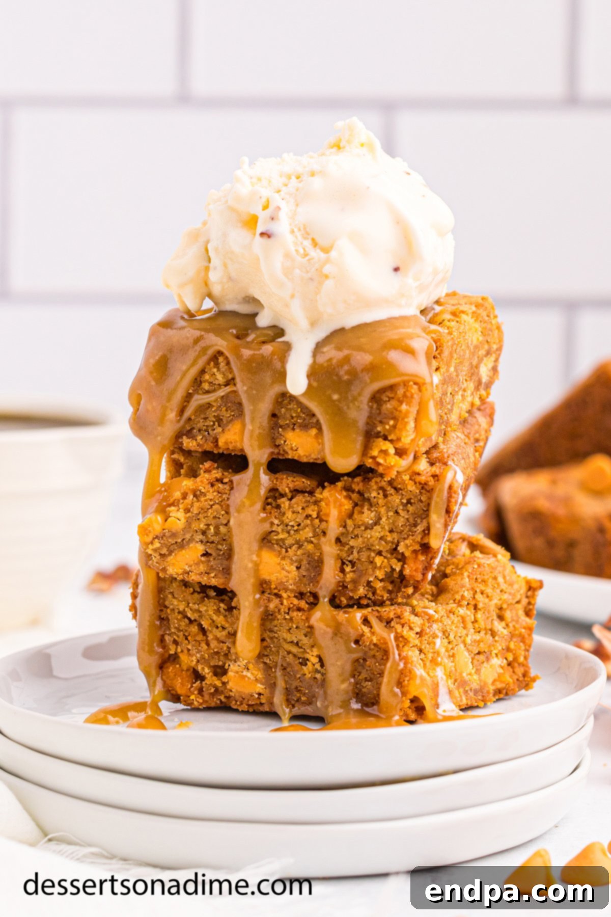 Maple Caramel Blondie Bars 14 Stack of maple butter blondies.