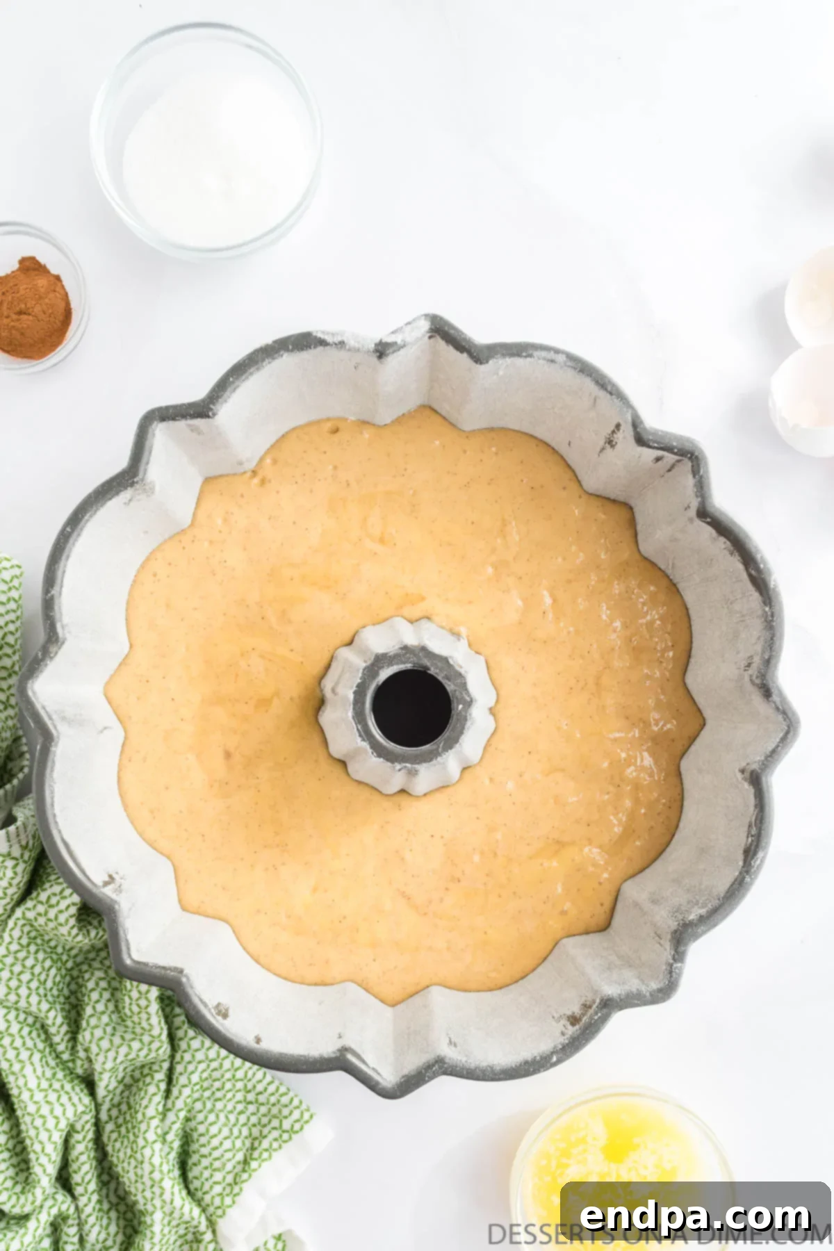 Autumn Apple Cider Bundt 7 Batter in pan.
