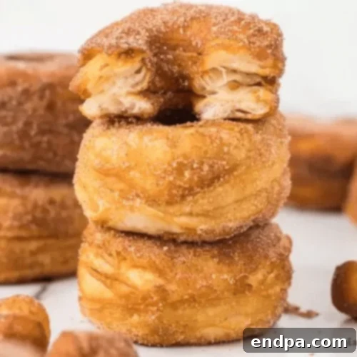Fluffy Canned Biscuit Donuts coated in cinnamon sugar, a quick and easy homemade donut recipe.