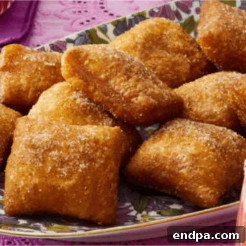 Crispy Cinnamon Spice Sopapillas, dusted generously with cinnamon sugar.