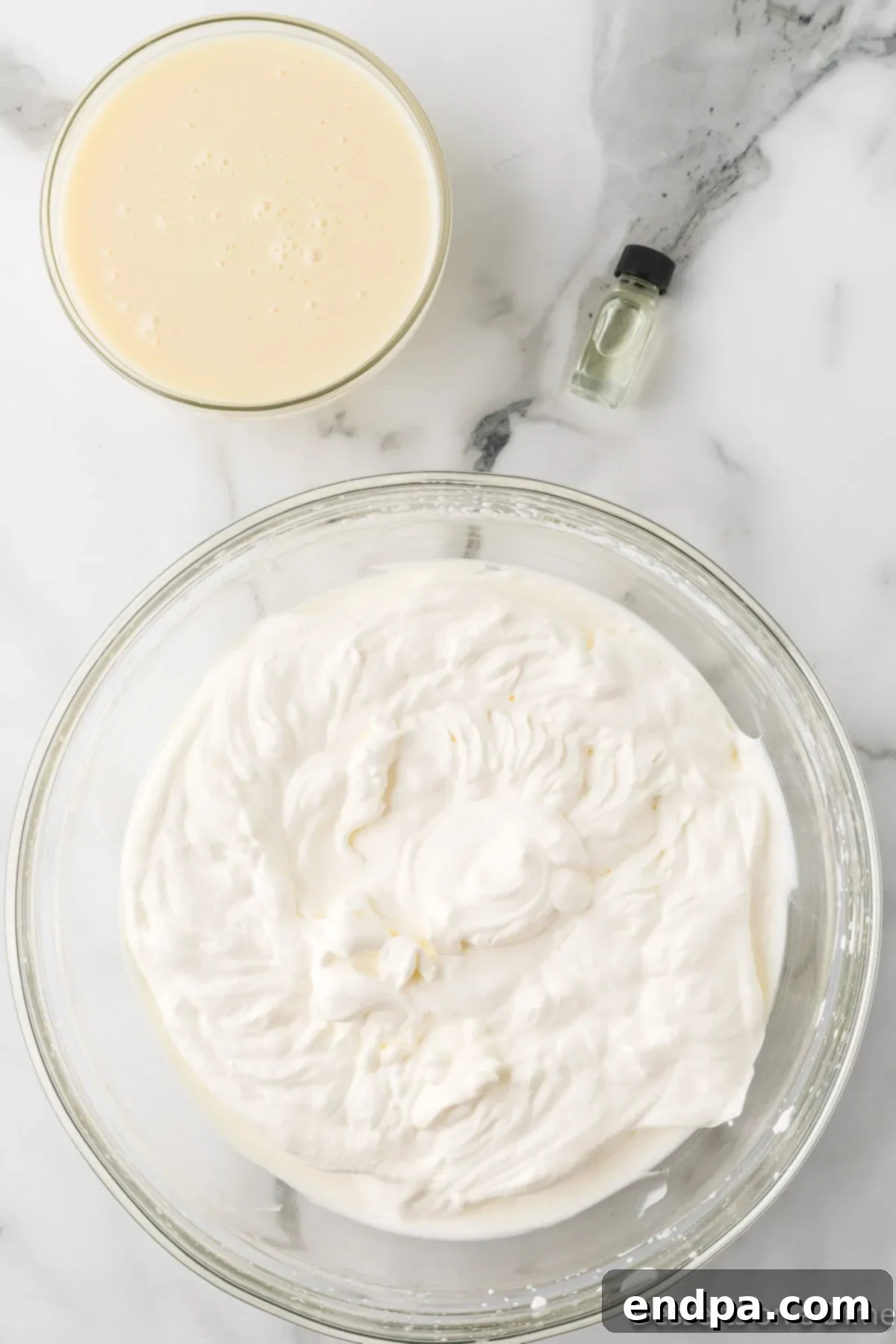 Cotton candy flavor added to mixture. 