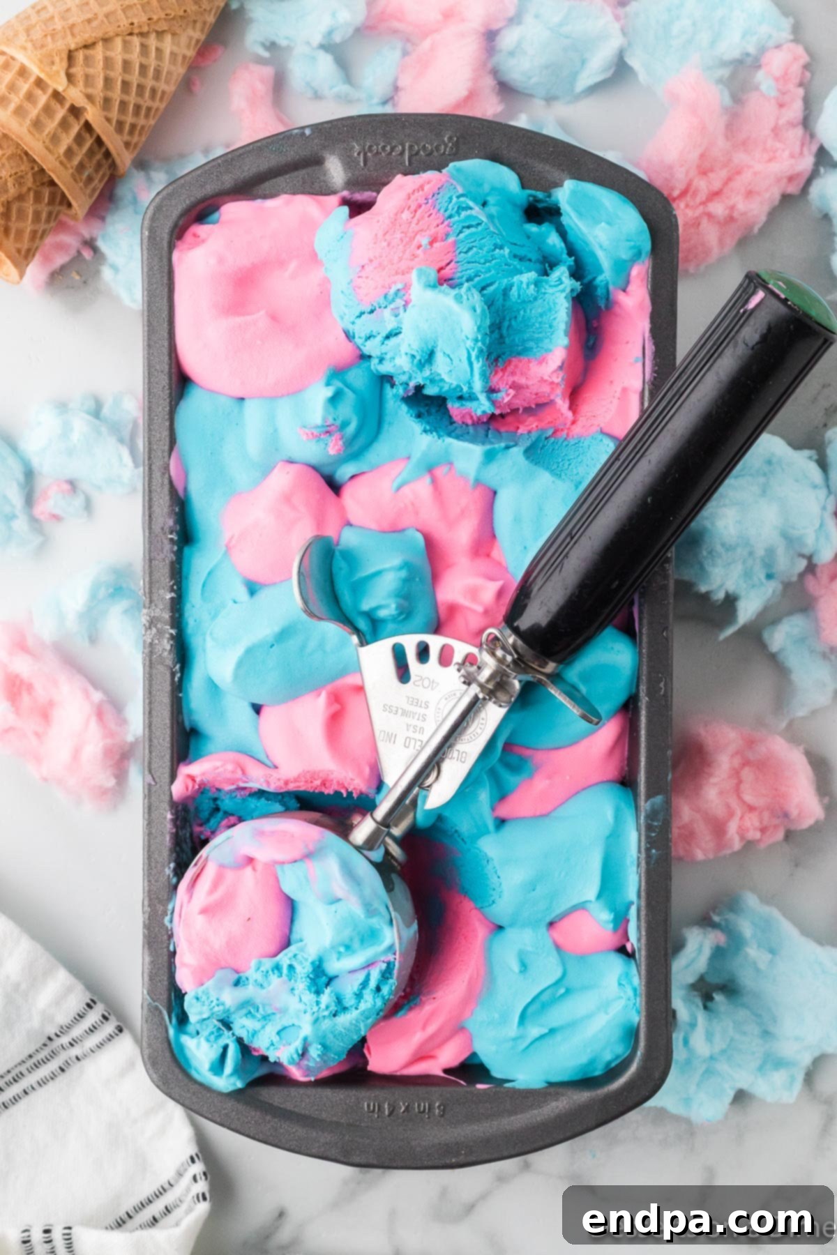 Mixture frozen and ready to serve. 