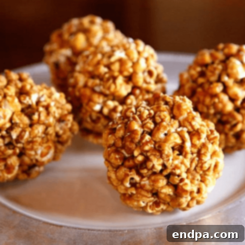 Old-fashioned Vintage Popcorn Balls, reminiscent of childhood treats.
