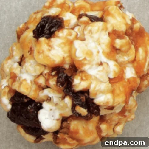 Chocolate Pretzel and Cherry Popcorn Balls, a mix of salty, sweet, and fruity.