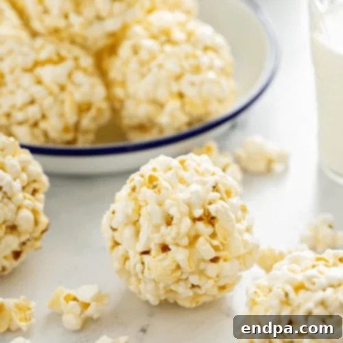 Rustic Old-Fashioned Popcorn Balls, a classic and timeless treat.