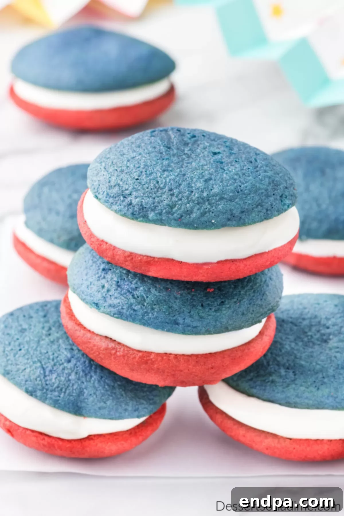 Cookies stacked together.