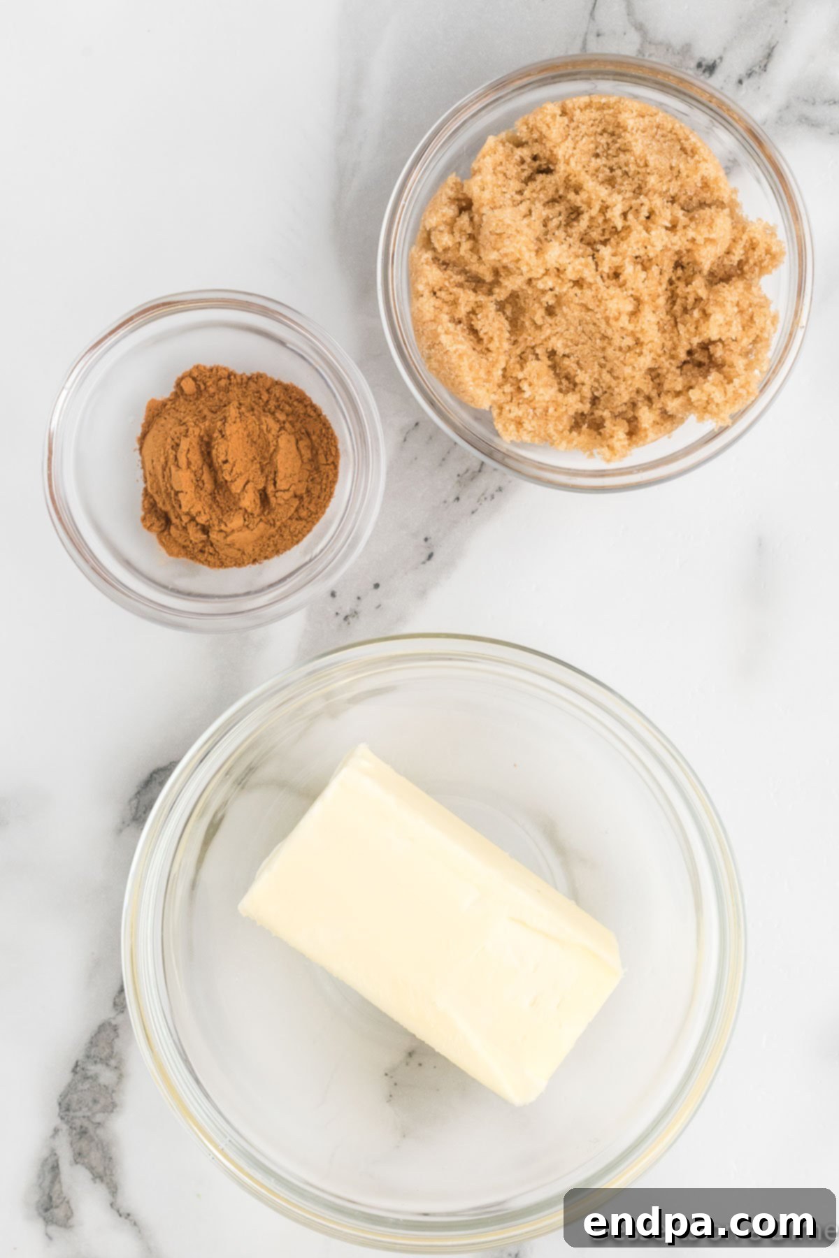 Golden Air Fryer Peaches 4 Butter, cinnamon and brown sugar in a bowl.