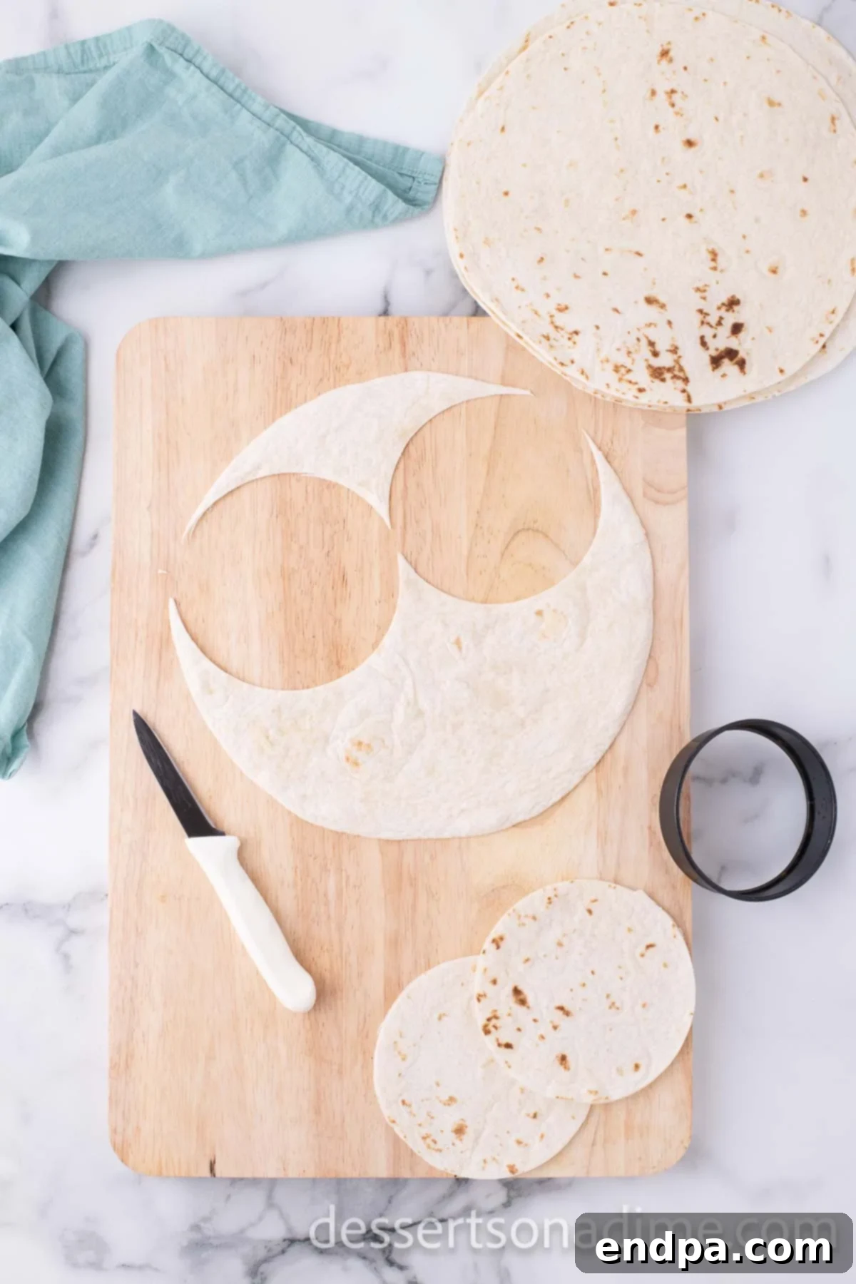 Tortillas cut into circles. 