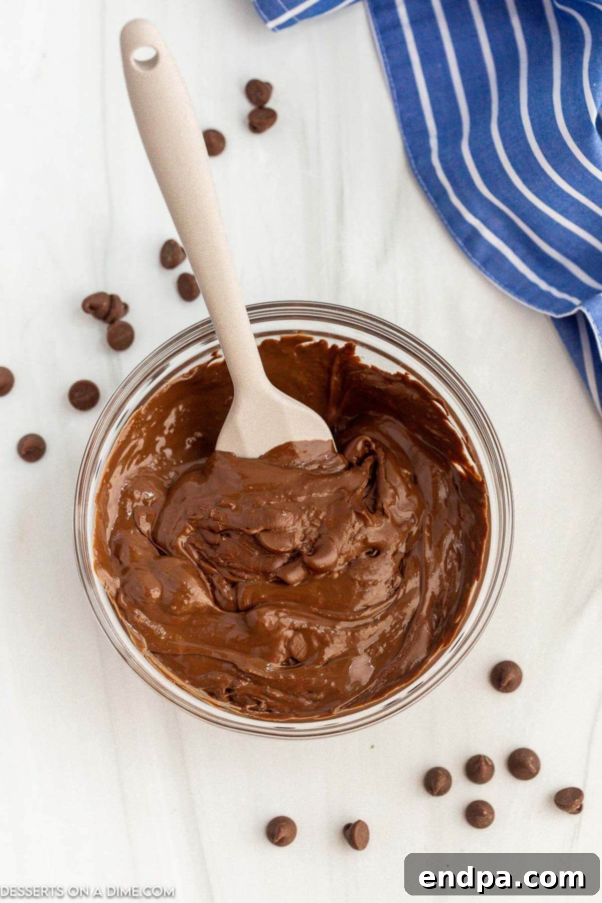 Bowl with chocolate chips being melted.