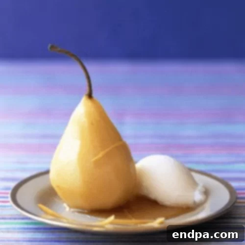 97 Effortless Autumn Delights 37 Elegant Poached Pears, gently cooked and served with a light syrup.