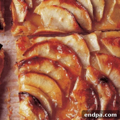 97 Effortless Autumn Delights 54 An elegant French Apple Tart with neatly arranged apple slices and a golden crust.