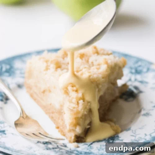 97 Effortless Autumn Delights 65 A rustic Authentic Irish Apple Cake with a crumbly topping and apple slices.