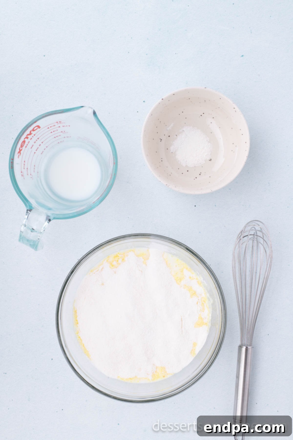 Pudding mixture combined and left to chill in the refrigerator to set.