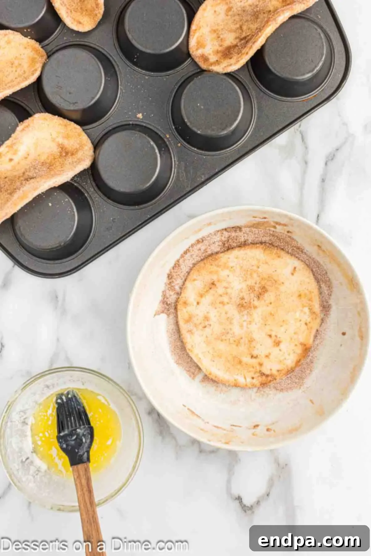 Apple Crisp Tacos 5 Butter spread on shells.