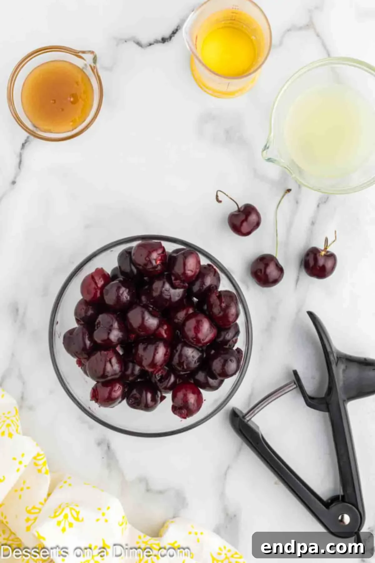 Cherries being pitted.