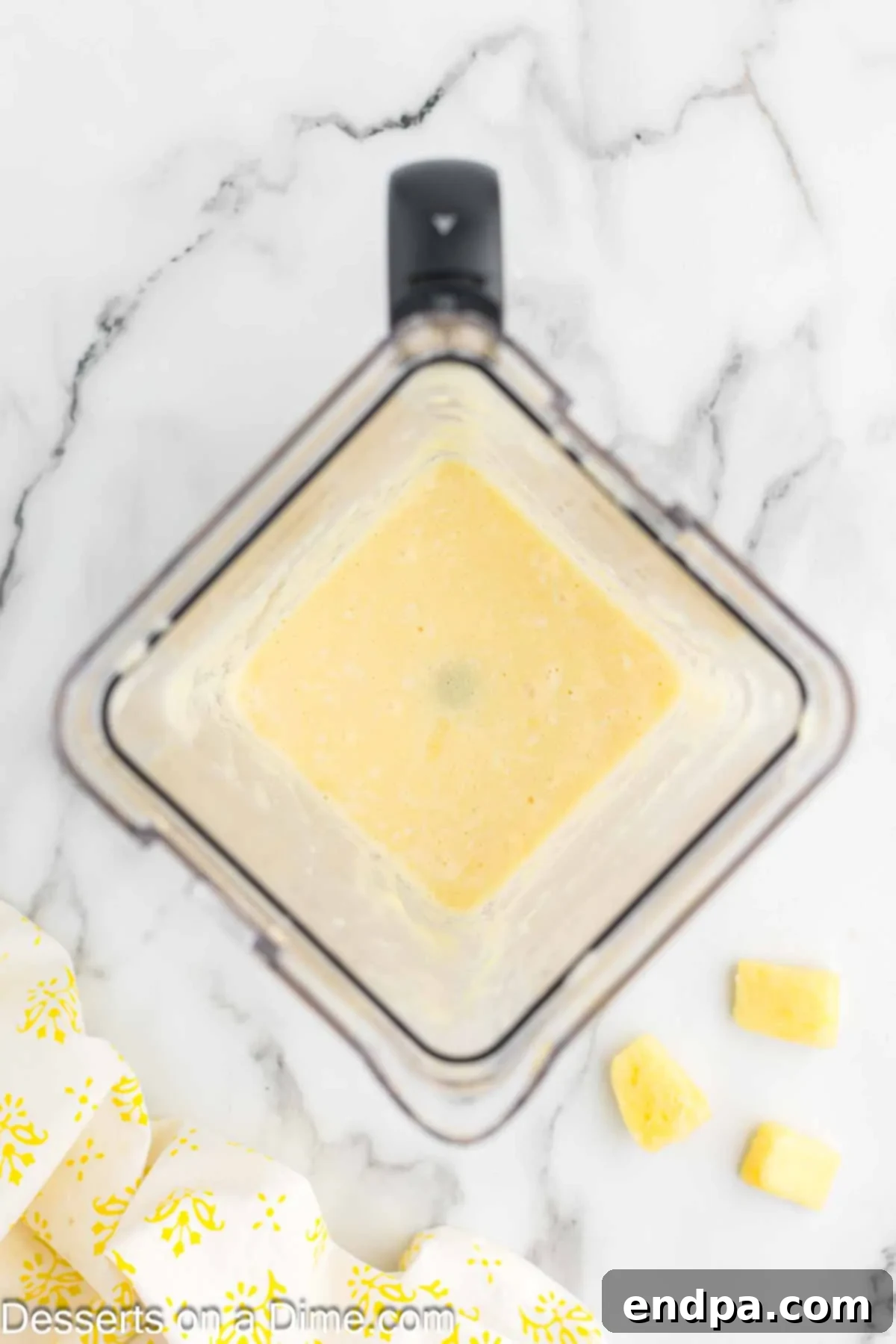 Pineapple ingredients blended in blender.