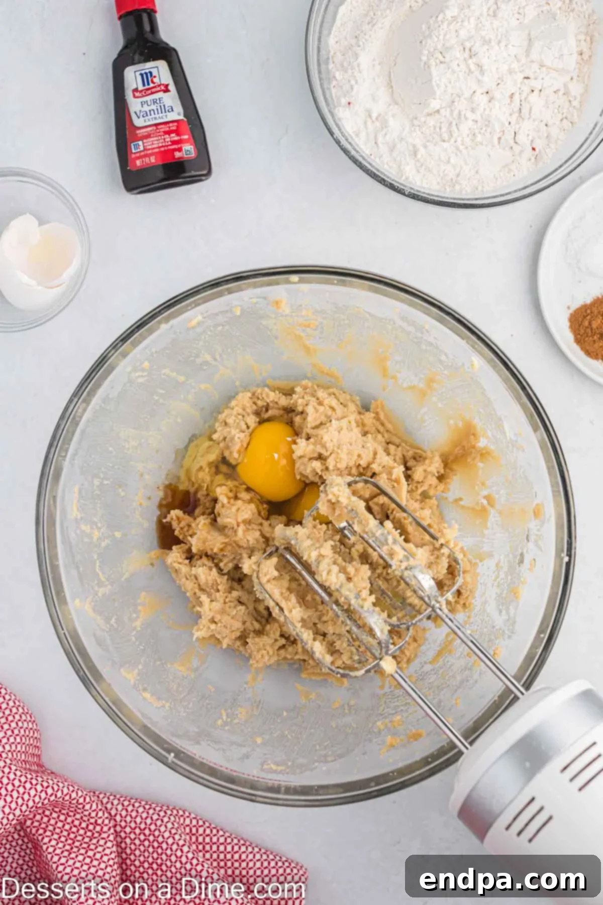 Classic Oatmeal Raisin Cookies 4 Wet ingredients combined in a bowl, ready to be mixed with dry ingredients.