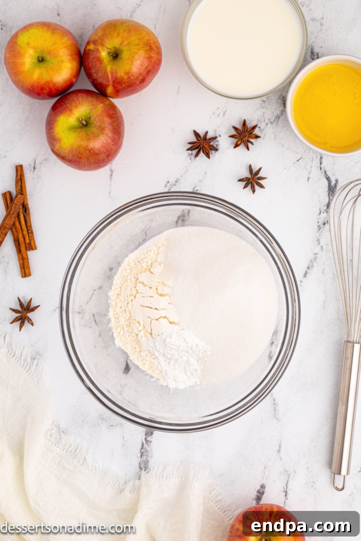 Homestyle Apple Cobbler 6 Bowl with dry topping ingredients.