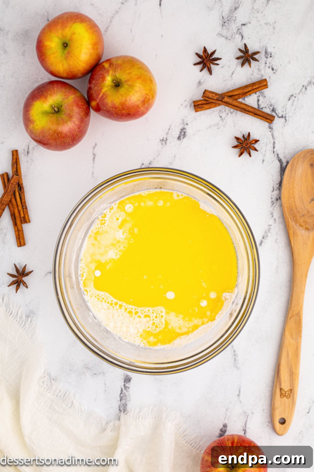 Homestyle Apple Cobbler 7 Melted butter in a bowl.