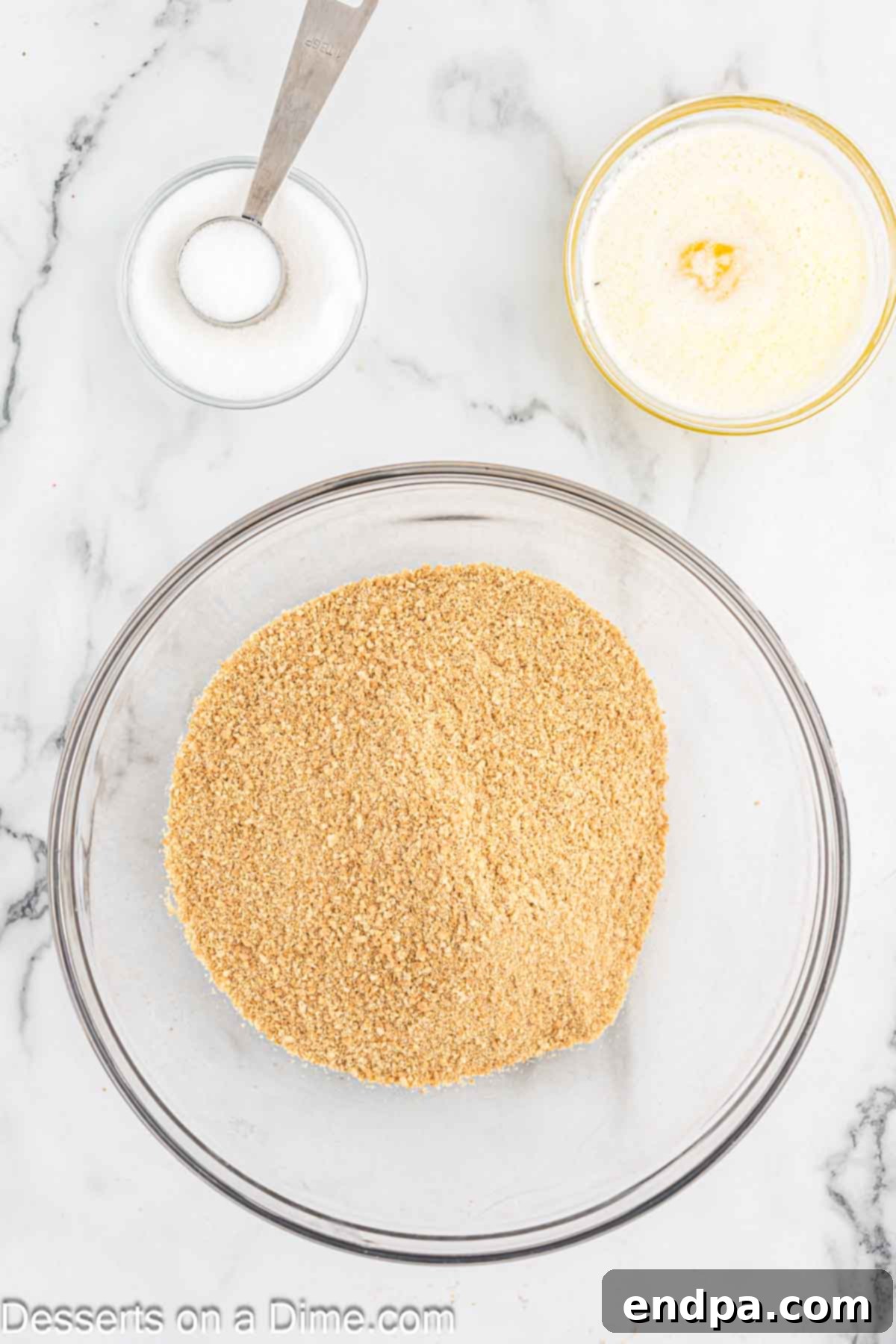 Simple No-Bake Cheesecake Dream 4 Bowl of graham cracker crumbs.