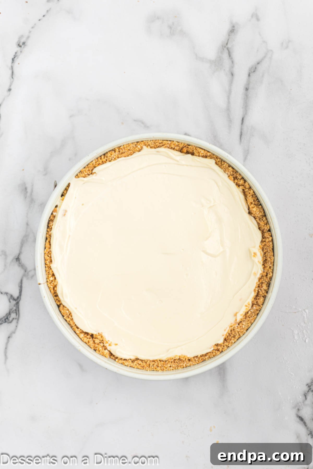 Simple No-Bake Cheesecake Dream 8 Cheesecake filling in crust.