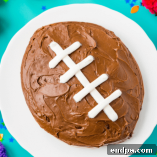 Easy Football Cake, simply decorated for game day.