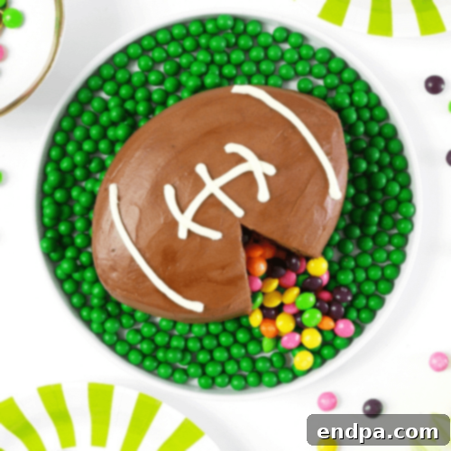 Football Surprise Cake with hidden candy.