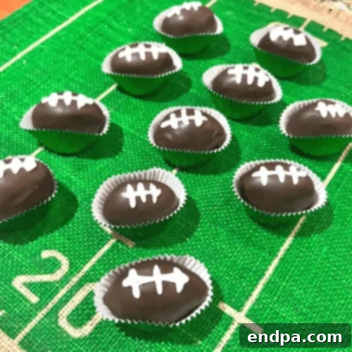 Football Cake Balls arranged on a platter.