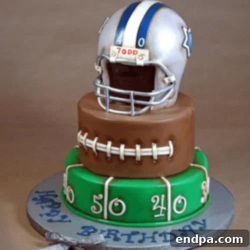 Vintage “Dallas Cowboys” Football Cake, customizable for any team.