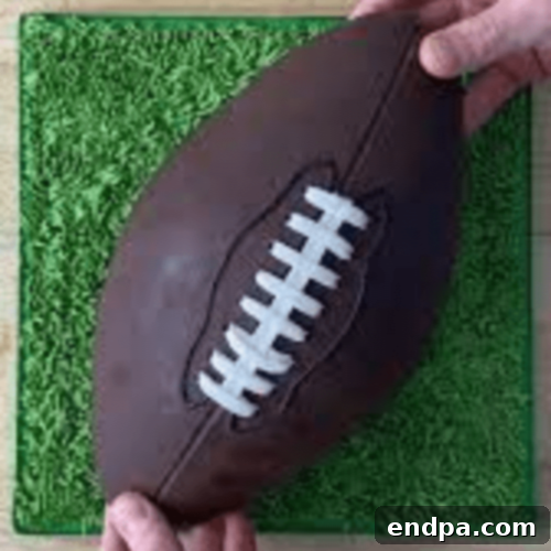 Dan’s Football Cake, a creative game day dessert.