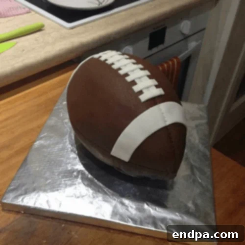 Football Cake with chocolate buttercream frosting.