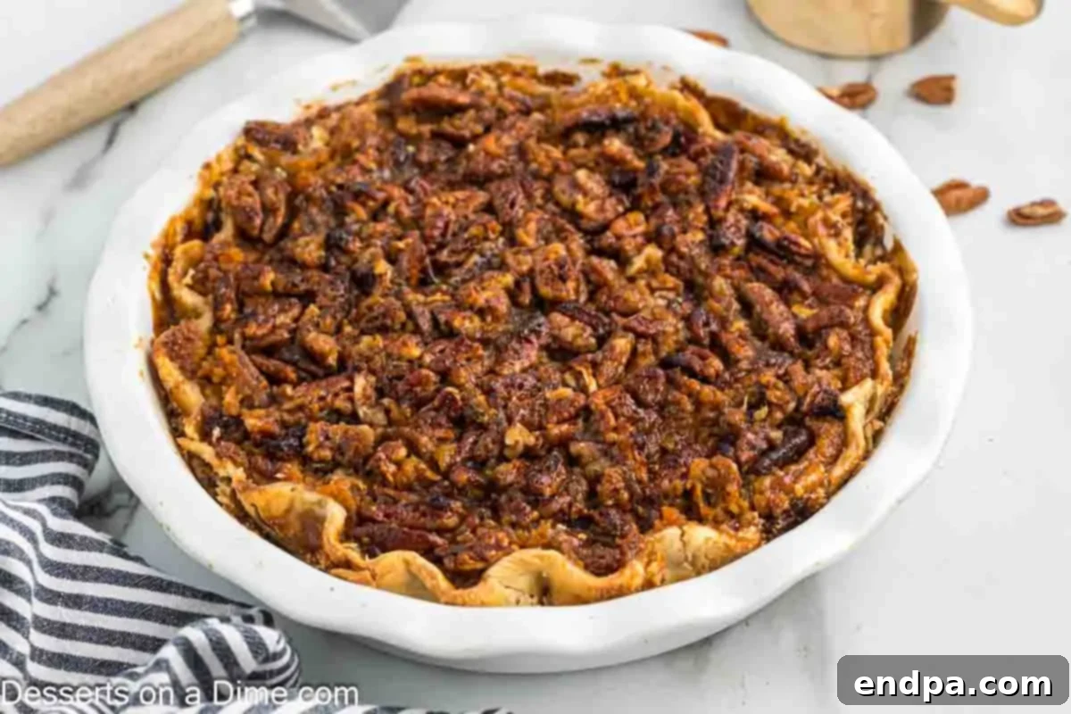 Velvety Sweet Potato Pecan Delight 2 Whole Sweet Potato Pecan Pie in a serving dish, ready to be sliced.