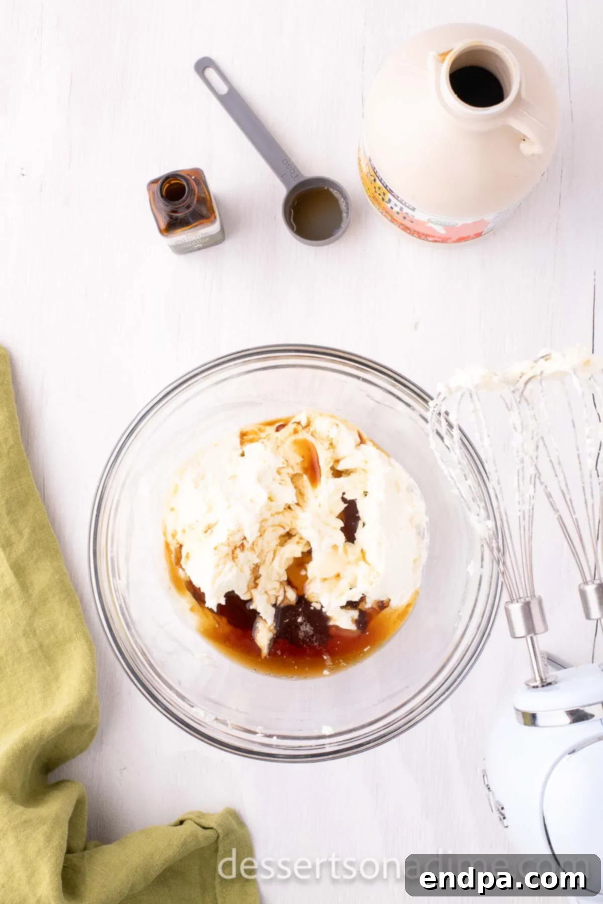 Velvety Maple Cream Cheese Frosting 5 Vanilla combined into the butter mixture.