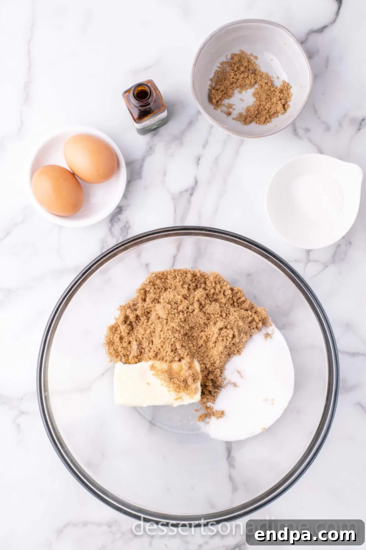 Mixing bowl with butter and sugar.