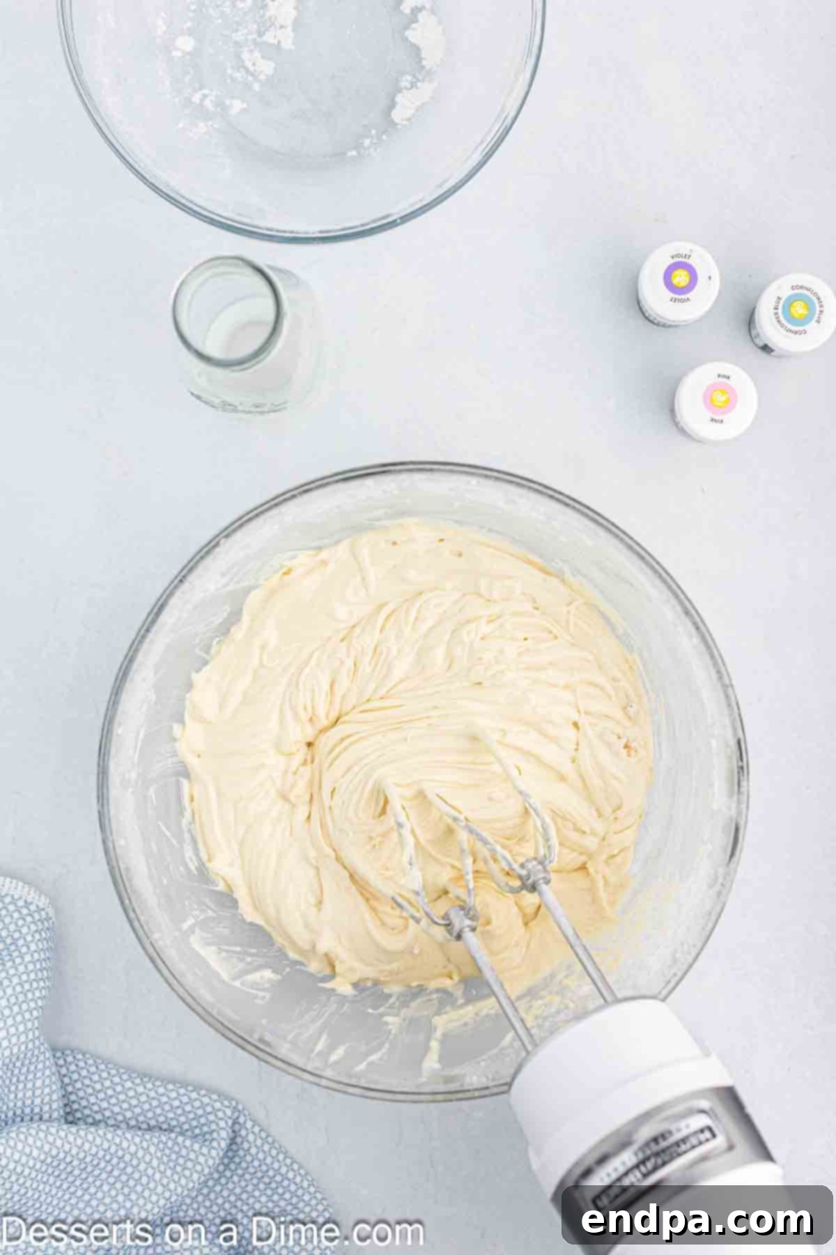 Flour alternated in the bowl and combined thoroughly.