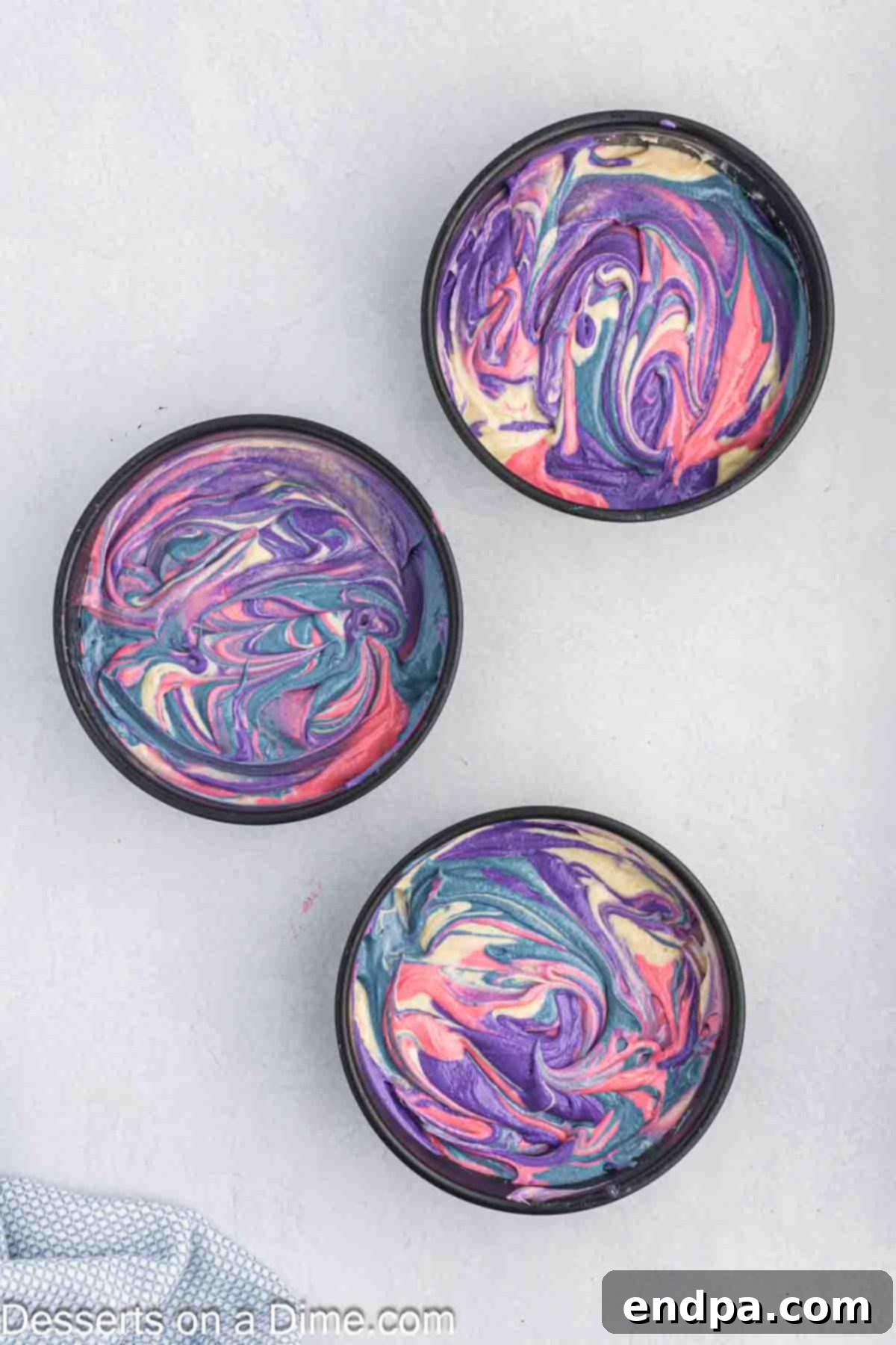 Batter gently swirled with a knife to create a marble design.