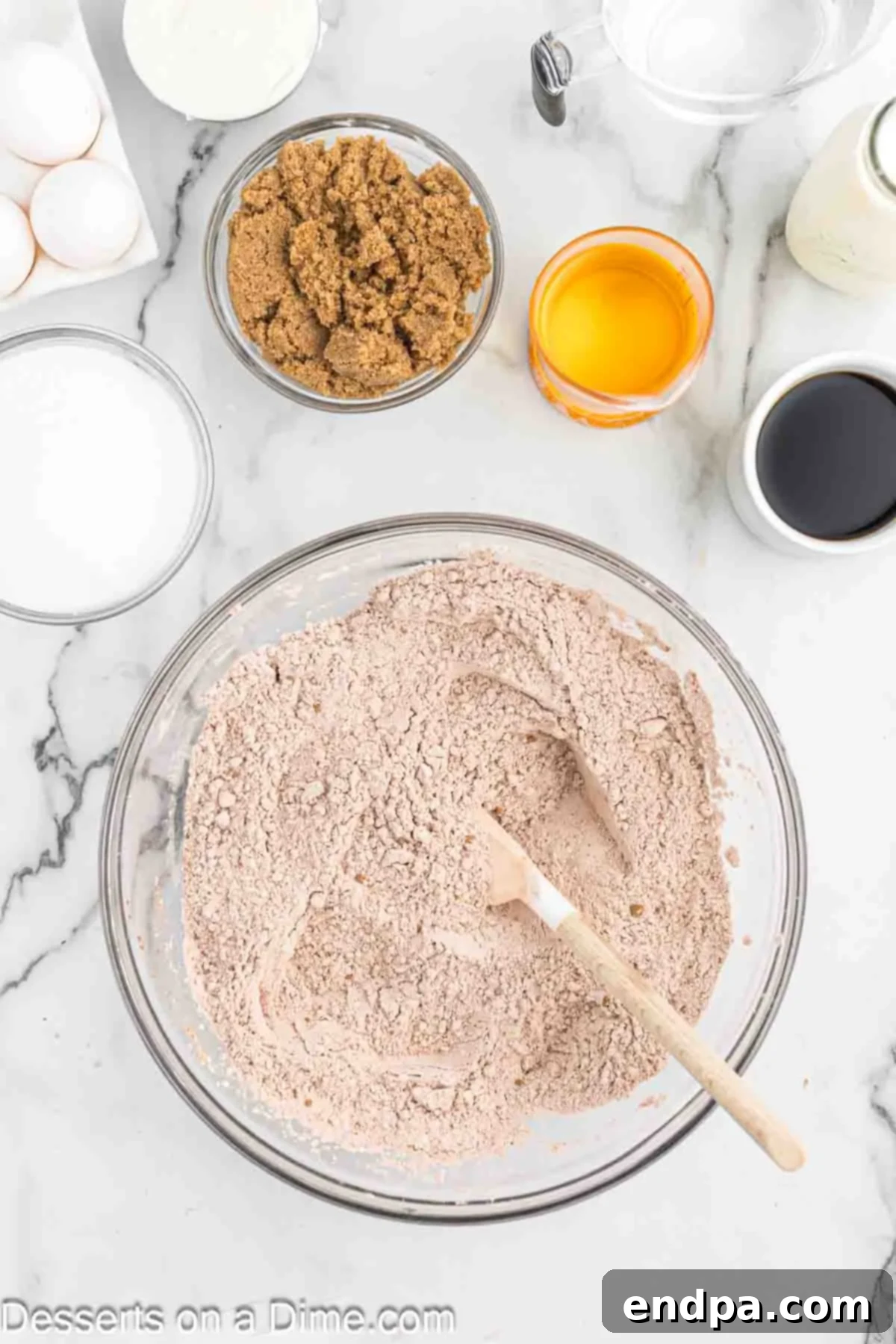 Decadent Mocha Treats 4 Mixing bowl with dry ingredients.