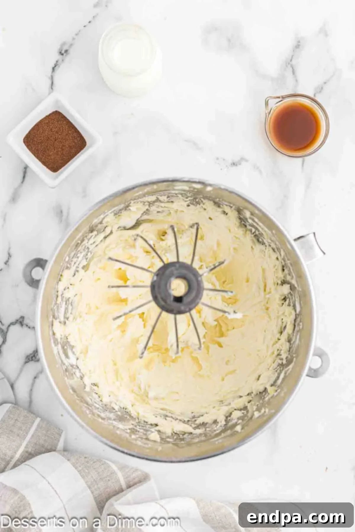 Decadent Mocha Treats 5 Mixing bowl with butter and egg mixture combined.