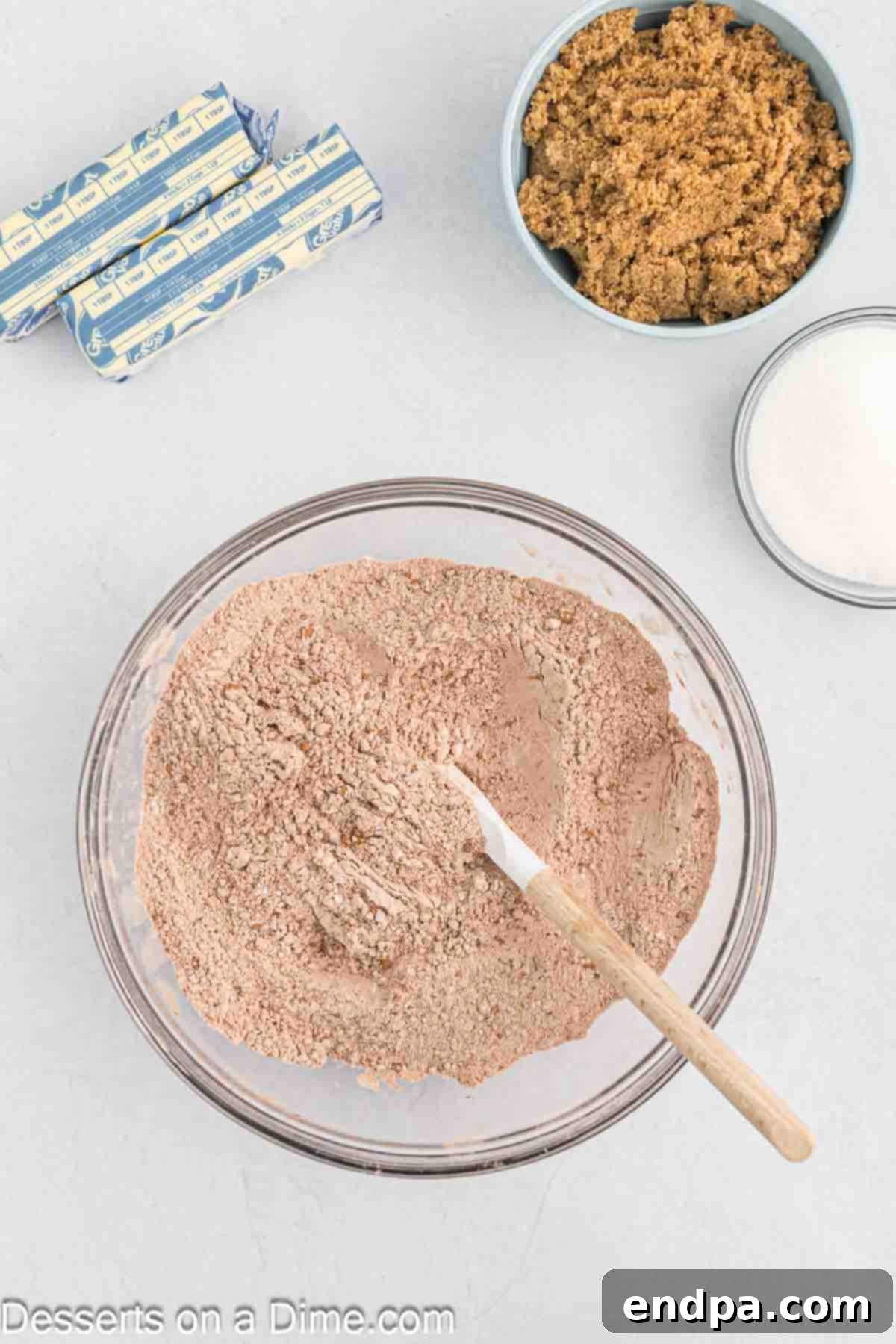 Dry ingredients in bowl. 