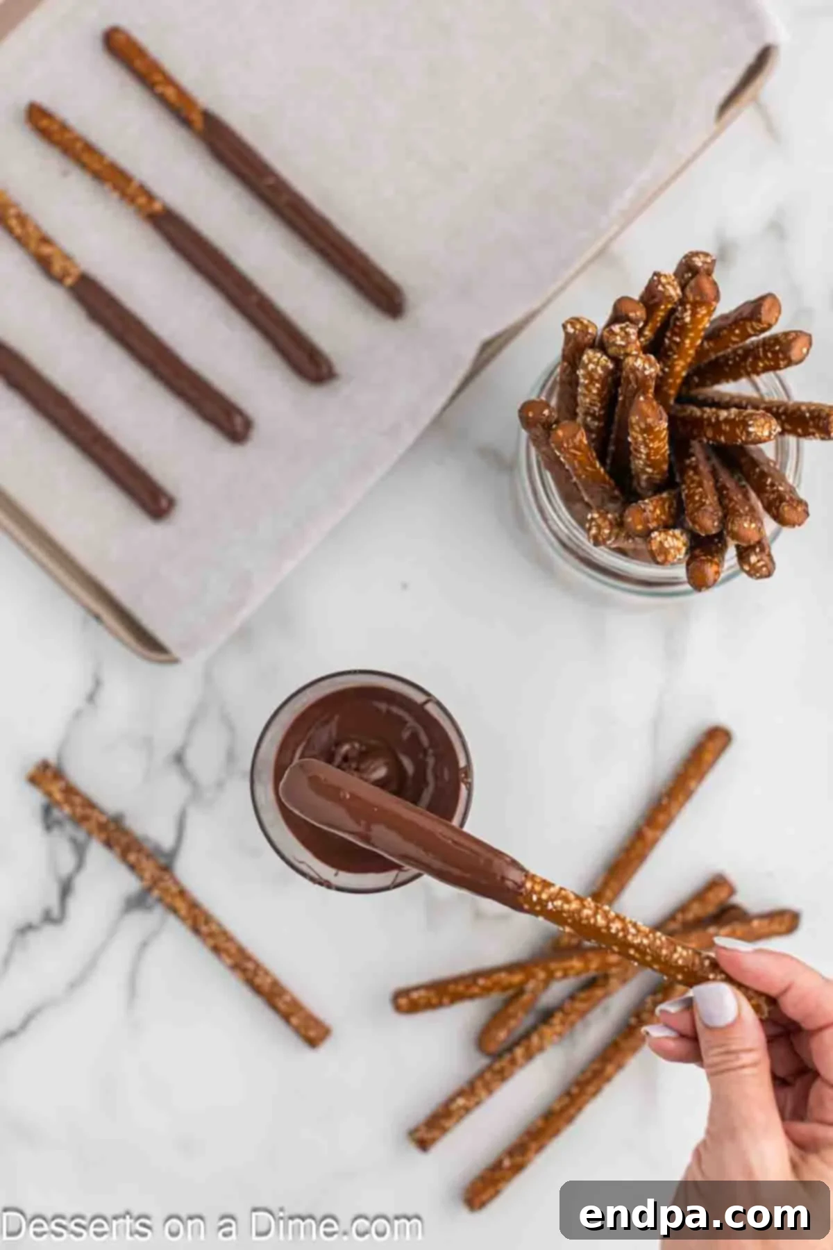 Touchdown Twists 5 Pretzel dipped in chocolate.