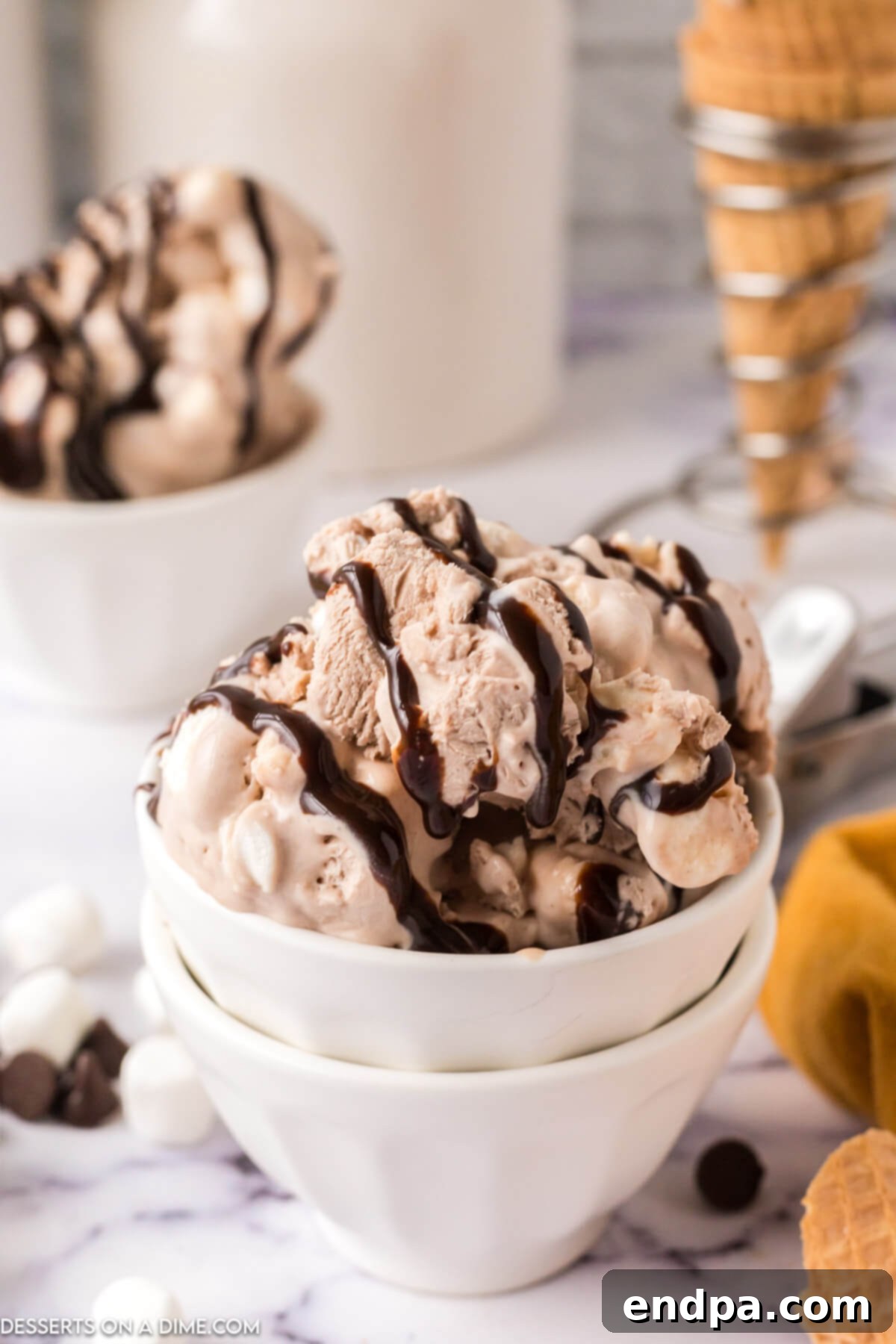 Hot chocolate ice cream in a bowl.