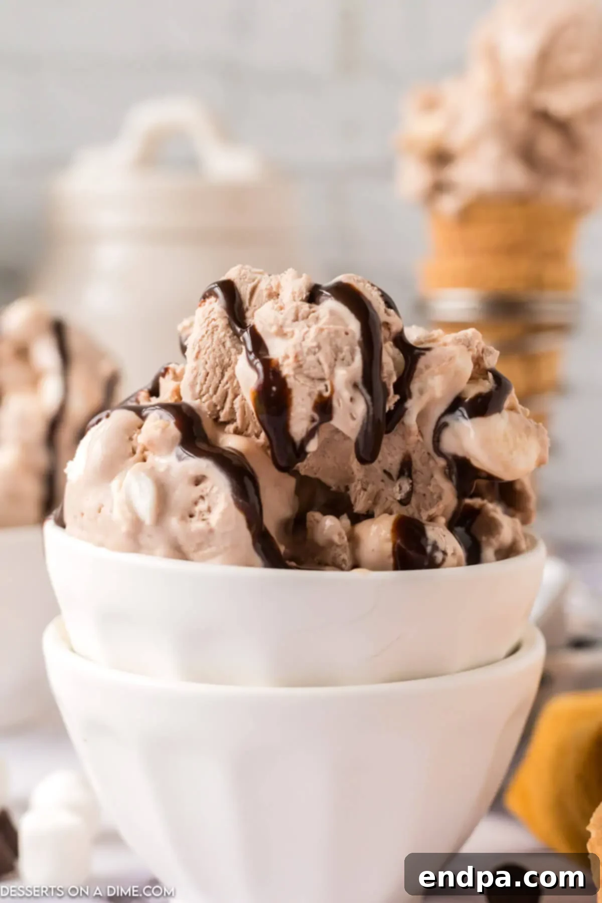 Hot chocolate ice cream in a bowl.