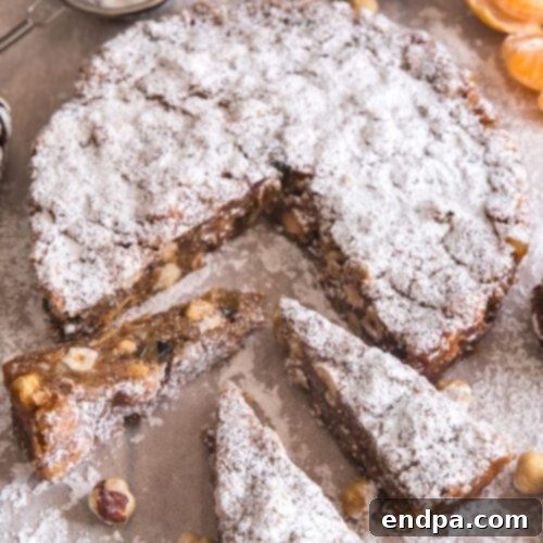 Panforte sliced and ready to serve.