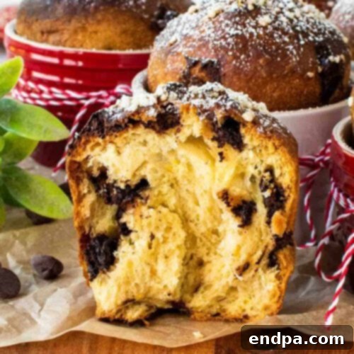 A close up of panettone with a bite taken out of it.
