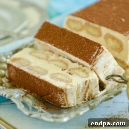 A slice of Tiramisu on a plate.